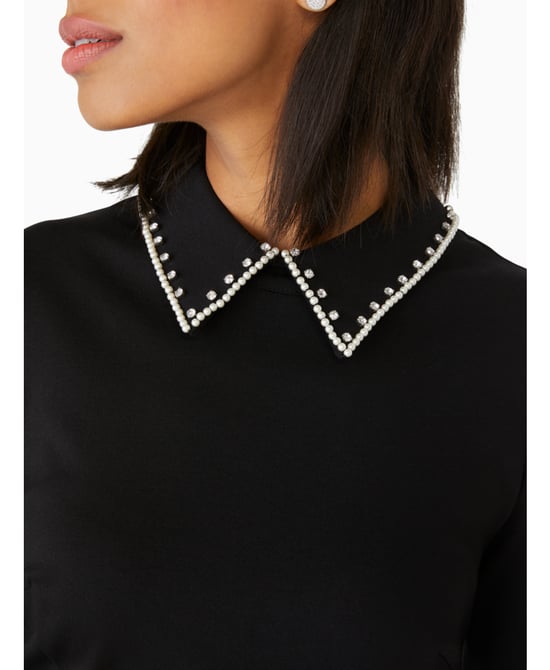 Embellished Collar Ponte Dress