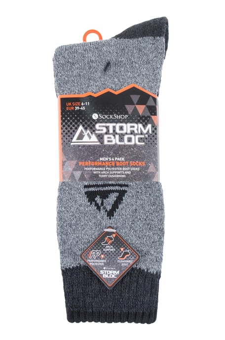 STORM BLOC - 4 Pairs Mens Cushion Sole Hiking Work Boot Socks - Image 2