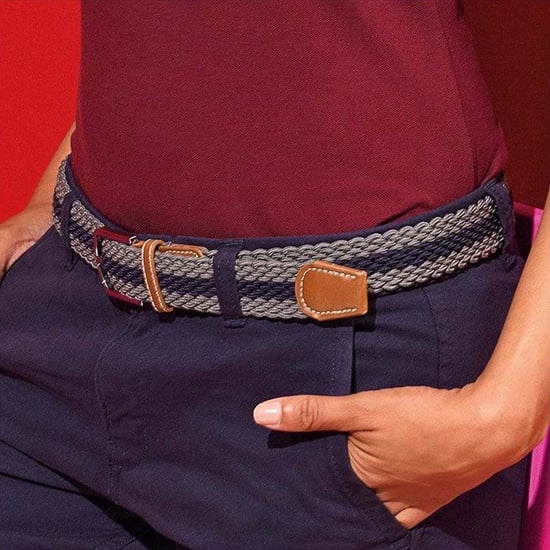 Asquith & Fox Heren Twee Kleur Stripe Braid Stretch Riem (Leisteen/Navy) - Image 2