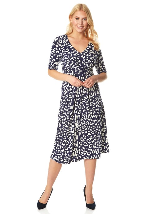 Animal Stretch Ruched Fit And Flare Dress