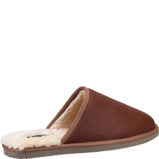 Hush Puppies Mens Coady Leather Slippers (Tan) - Image 4
