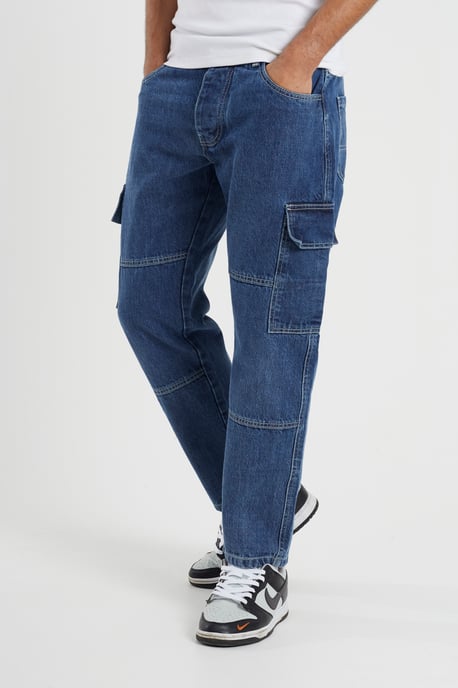 Brave Soul Mens Cargo Jeans Loose Fit Combat Jeans - Image 1