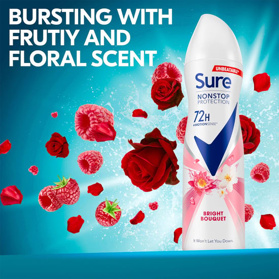 Sure Women Anti-Perspirant 72H Nonstop Protection Deo Bright Bouquet 150ml, 6pk