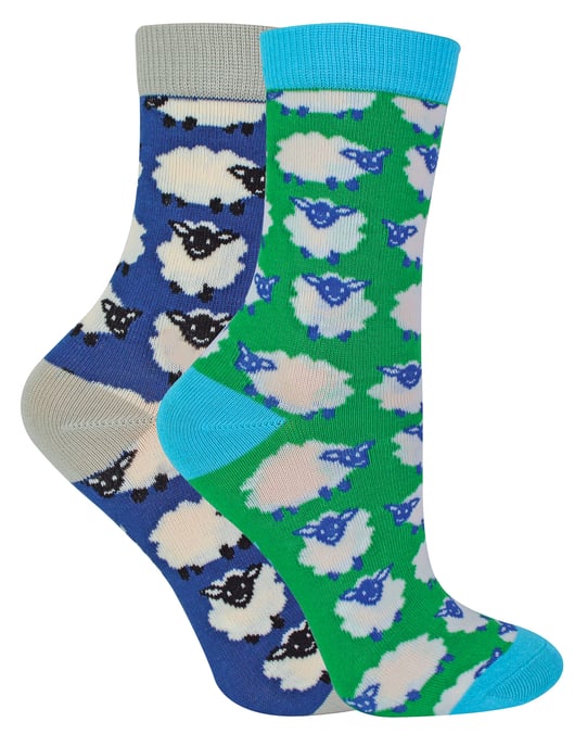 Mr Heron - 2 Pairs Boys Bamboo Animal Patterned Socks - Sheep - Image 1