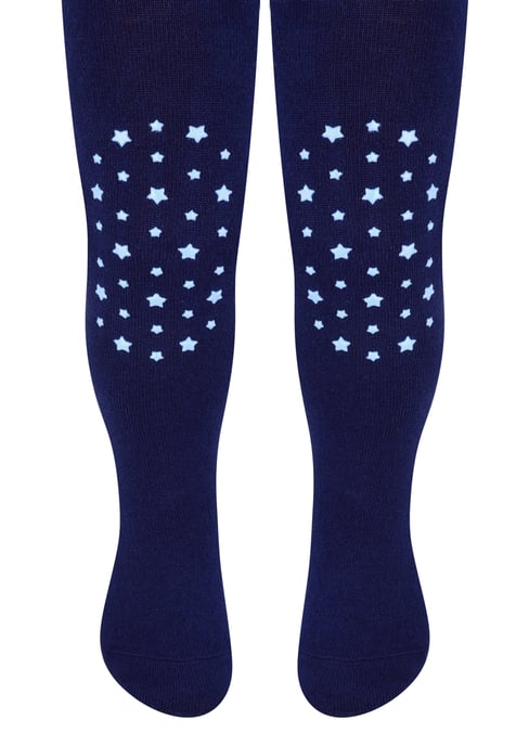 Baby Tights with Grips | Steven | Cotton Soft Anti-Slip Tights with Patterns - Stars (Navy) - Image 1