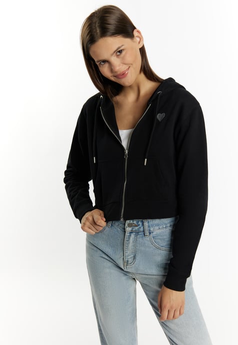 Mymo Bijgesneden hoodie met rits Dames zwart - Image 3