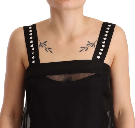 Dolce & Gabbana Dames Zwarte Zijden Stretch Kristallen Sheath Mini-jurk - Image 4