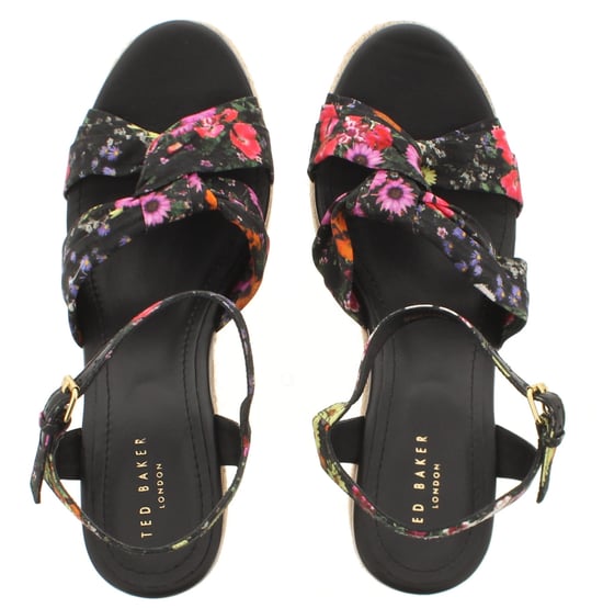 Ted Baker Womens Sandals Cardima Espadrille Wedge Floral Printed Black - Image 6