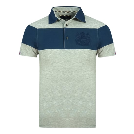 Aquascutum Colour Block Aldis Crest Chest Logo Grey Polo Shirt - Image 1