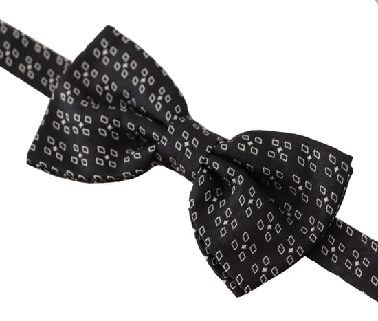 Dolce & Gabbana Black White Polka Dot 100% Silk Neck Papillon Men's Tie