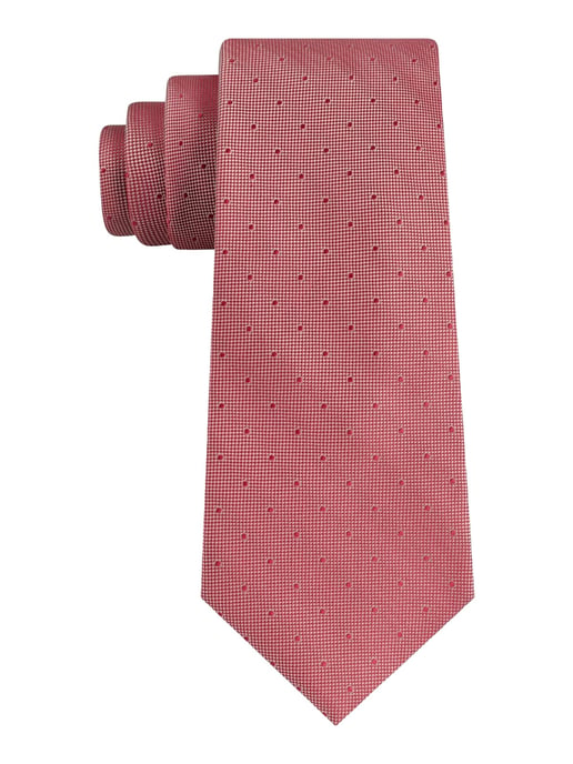 Tommy Hilfiger Men's Neck Tie Red Polka Dot Solid Texture Slim