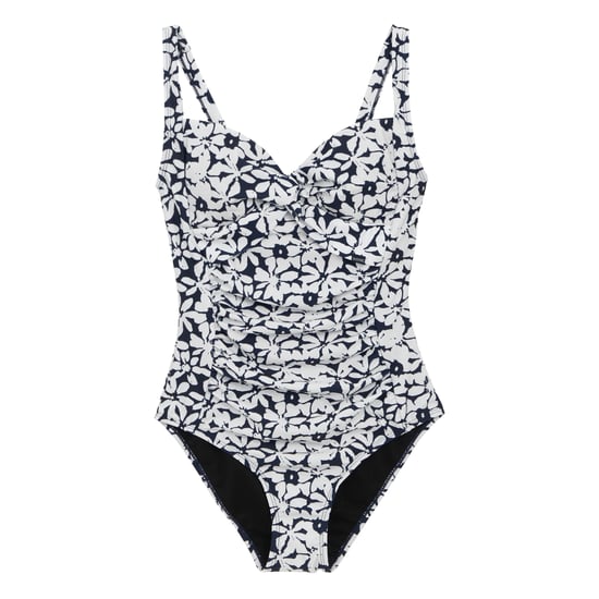 Regatta Womens/Ladies Sakari Large Floral Tummy Control One Piece Swimsuit (Navy/White) - Image 1