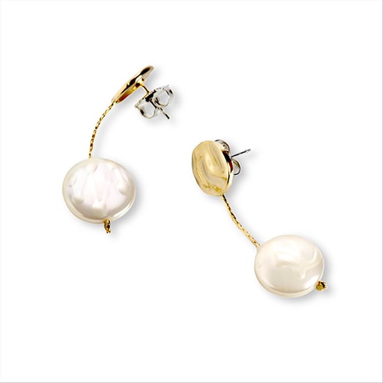Luxenter Vidthas white pearl earrings in 18K yellow gold finish
