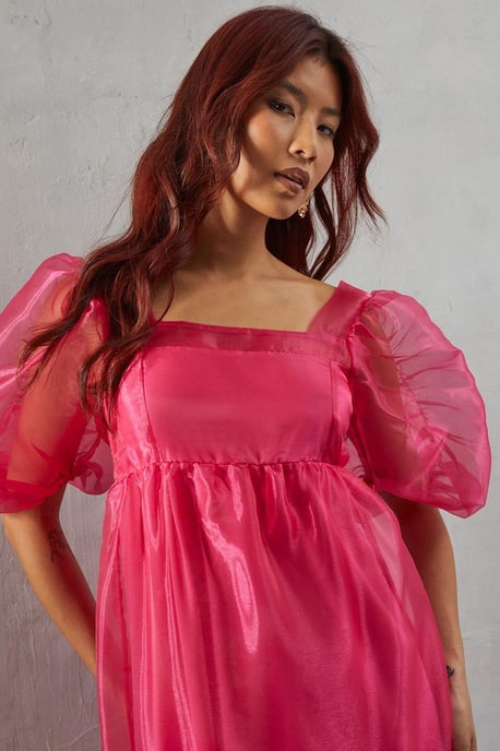Organza Square Neck Midaxi Dress