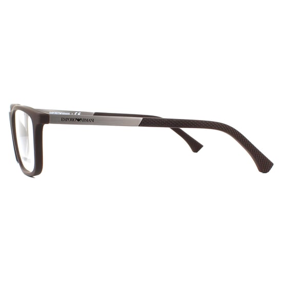 Emporio Armani Rectangular Rubber Brown Mens  Glasses Frames
