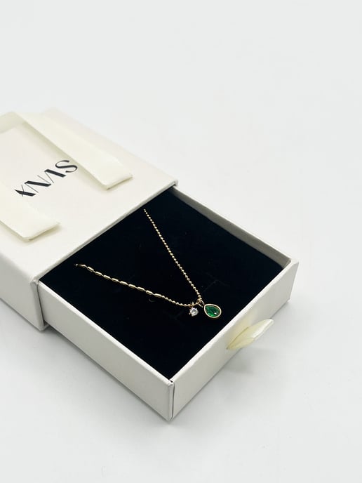 Teardrop Necklace in Emerald Green - Gift Boxed - Image 4