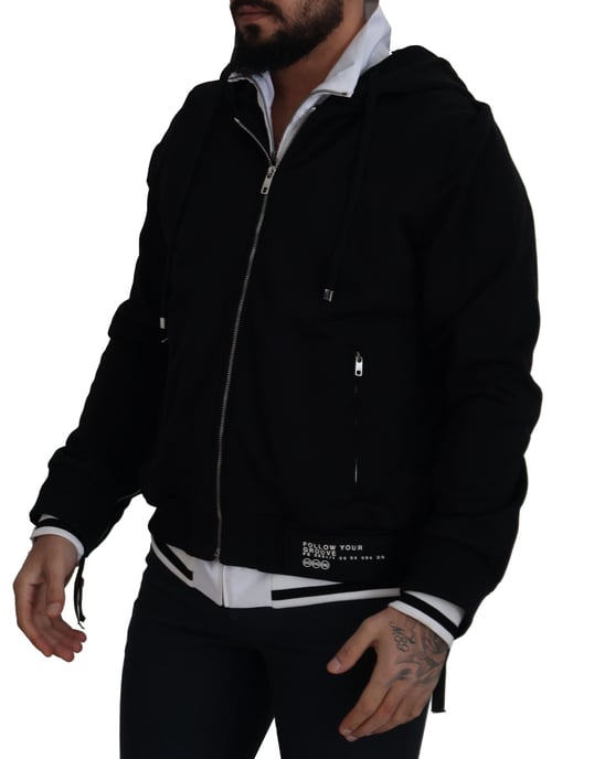 Dolce & Gabbana Svart Polyester Huva Hel dragkedja Herrjacka - Image 4