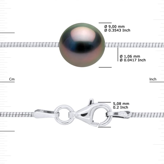 DIADEMA - Necklace - Omega - Silver and 3 Real Tahitian Pearls
