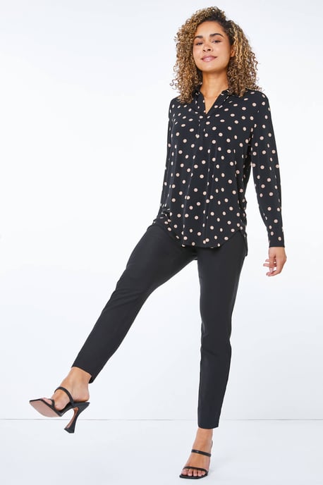 Petite High Waisted Stretch Trousers Smart Office Leggings