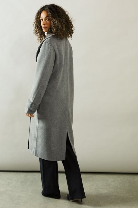 Buckle Detail Double Breasted Coat