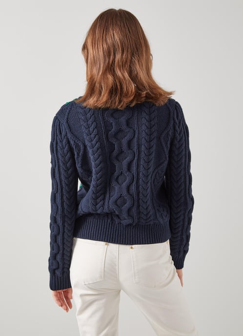 LK Bennett Mia Knitted Tops, Navy