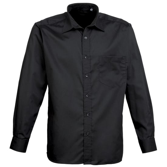 Premier Heren Premier Poplin Formeel Overhemd Met Lange Mouwen (Zwart) - Image 1