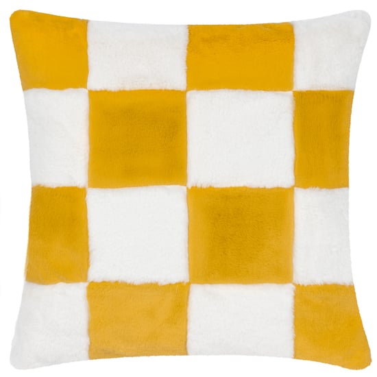 Heya Home Cozee Check Faux Fur Polyester Filled Cushion