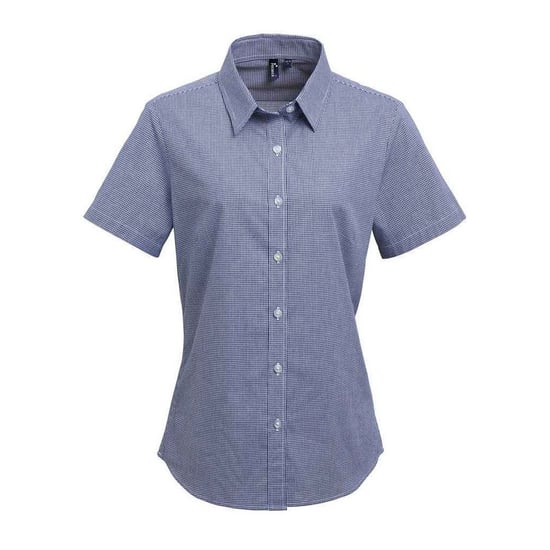 Premier Dames/Dames Gingham overhemd met korte mouwen (Marine / Wit) - Image 1