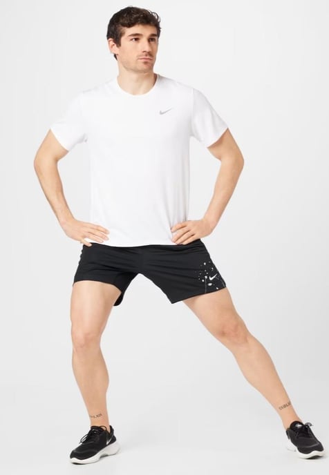Nike Dri Fit Mens Miler Short Sleeve T Shirt in White - Image 3
