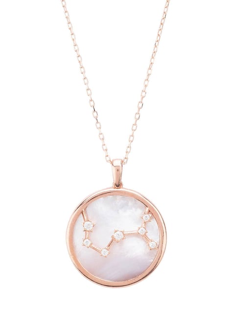 Zodiac Mother Of Pearl Gemstone Star Constellation Pendant Necklace Scorpio