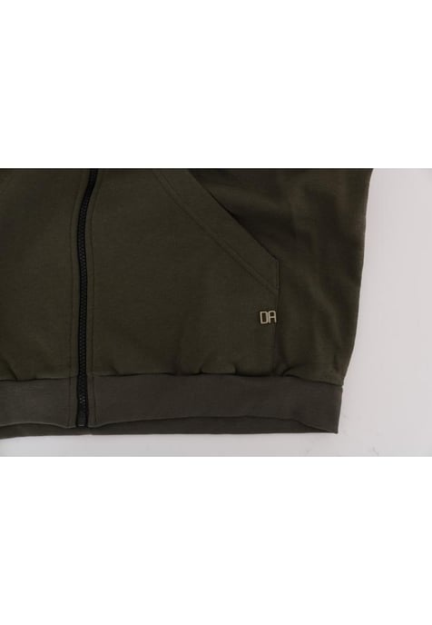Daniele Alessandrini Men's Green Full Zipper Hodded Cotton Sweater - Image 6