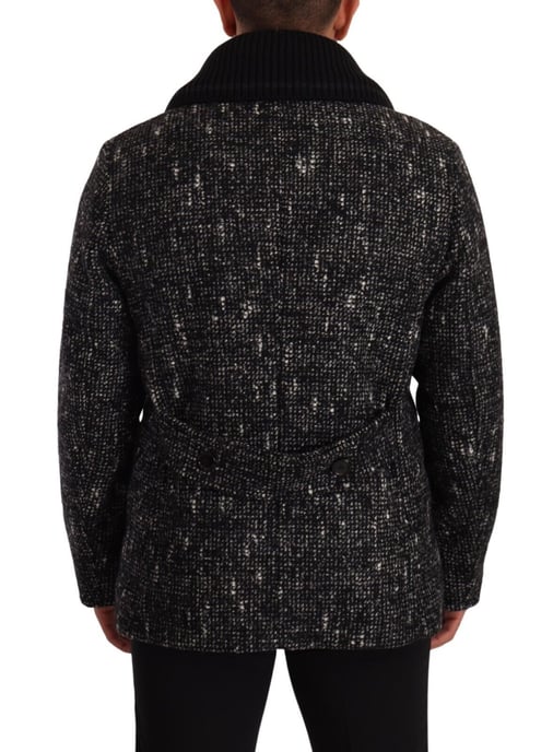 Dolce & Gabbana Svart Ull Dubbelknäppt Kappa Herrjacka - Image 3
