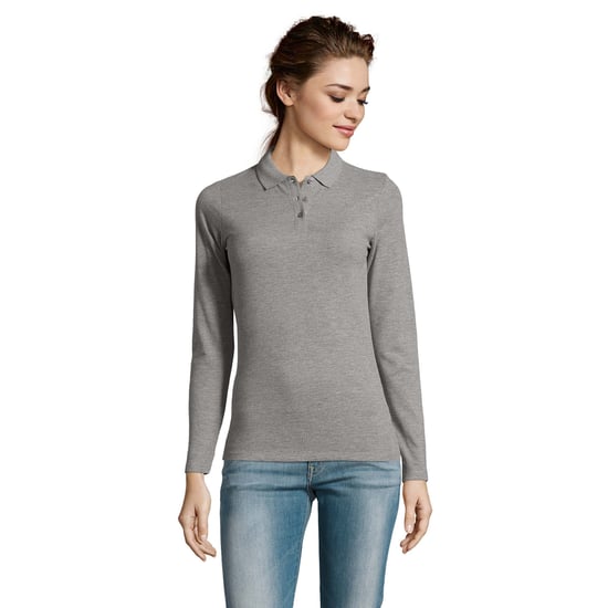 SOLS Dames/dames Perfecte Lange Mouw Pique Polo Shirt (Grijze Mergel) - Image 5