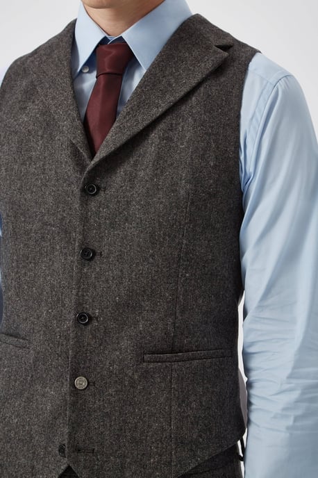 Uptown Slim Fit Brown Wool Waistcoat