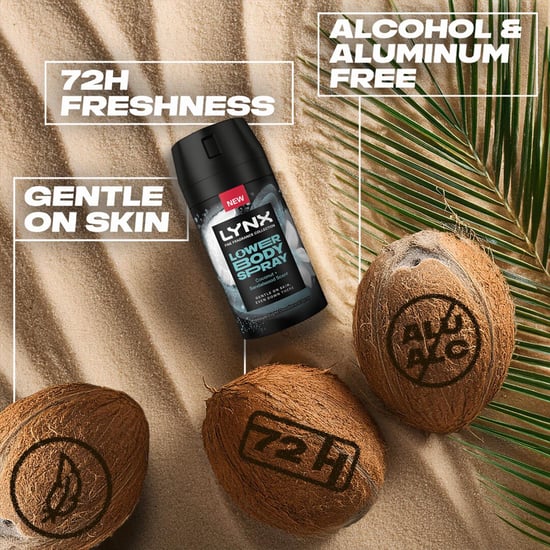 Lynx Lower Body Spray Coconut + Sandalwood 72Hrs of Freshness 100ml, 3 Pack