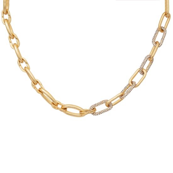 Gold Chunky Pave Link Chain Necklace