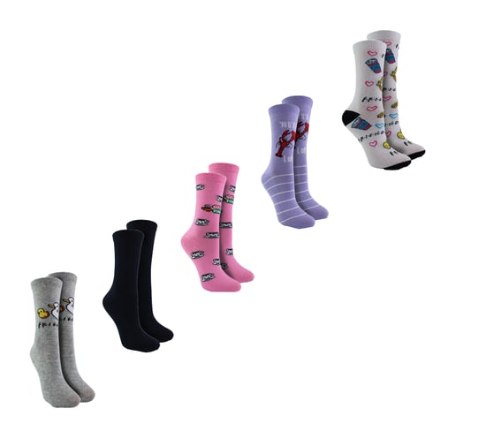 5 Pairs Friends Socks for Women | Funny Cute Dress Novelty Friendship Socks | Friends Gifts - Friends - Image 1