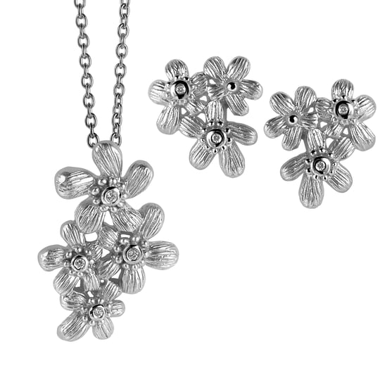 Orphelia Women's 925 Sterling Silver Set: Chain-Pendant + Earrings - Silver SET-6026