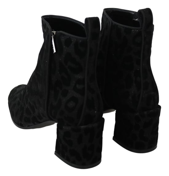 Dolce & Gabbana Black Leopard Short Boots