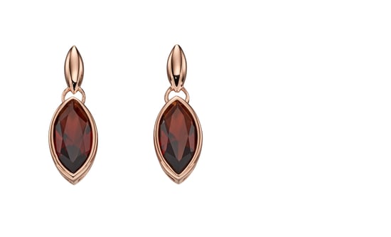 Fiorelli Silver Womens 925 Sterling Silver Rose Gold Plated Marquise Brown Nano Crystal Dangle Stud Earrings