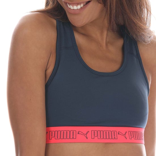 Women's Puma Mid Elastic Padded Training Bra in Dark Blue