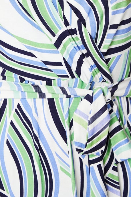 Geo Print Jersey Wrap Midi Dress