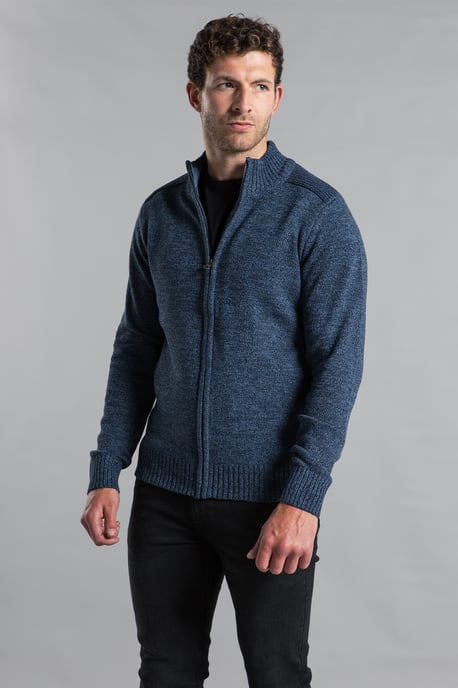 Navy Recycled Cotton Blend Zip-Through Cardigan