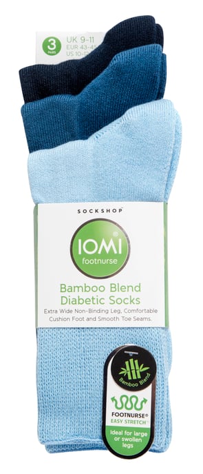 Extra Wide Bamboo Socks for Diabetics by IOMI | 3 Pack | 4 Colours - Image 2