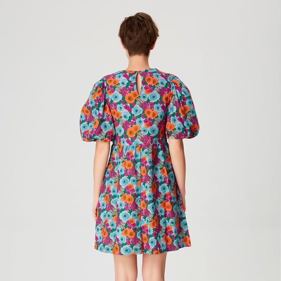 Korte trapeze -jurk met bloemenprint - Image 3