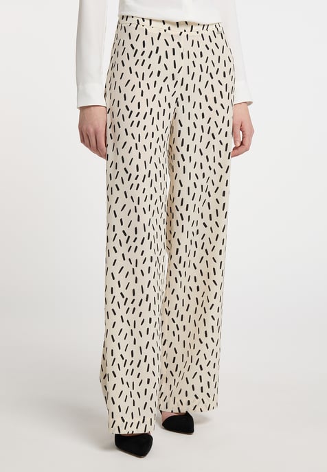 Dreimaster Stof broek Dames wol wit zwart - Image 3