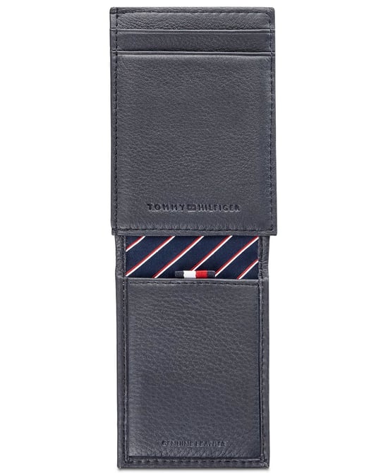 Tommy Hilfiger Men's Wallet Navy Blue Bifold Gus Leather Pocket
