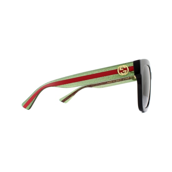 Gucci Sunglasses GG0034S 002 Black Glitter Green and Red Grey Gradient