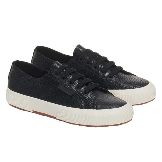 Superga Womens/Ladies 2750 Snake Print Grain Leather Trainers (Black/Avorio) - Image 3