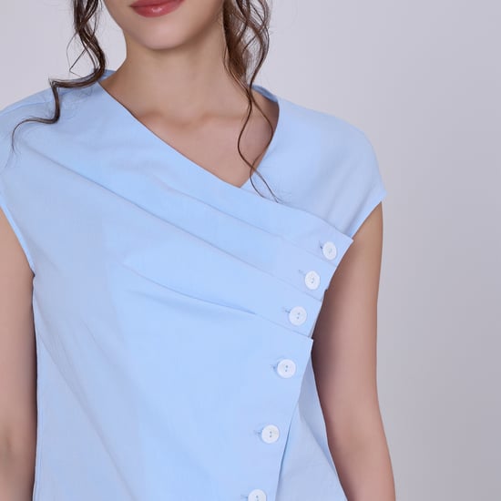 Geplooide asymmetrische top met dubbele borst - Image 3